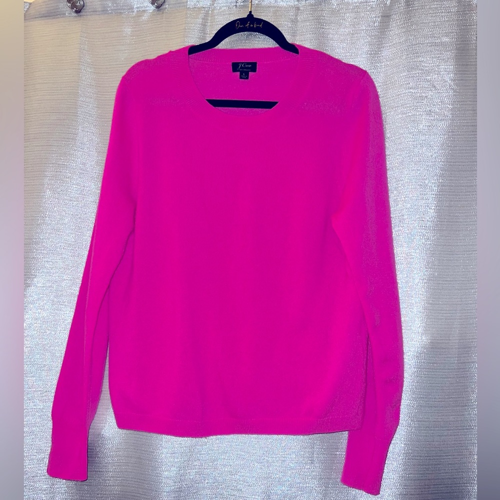 J.Crew 100% Cashmere Crewneck Sweater (Bright Pink)